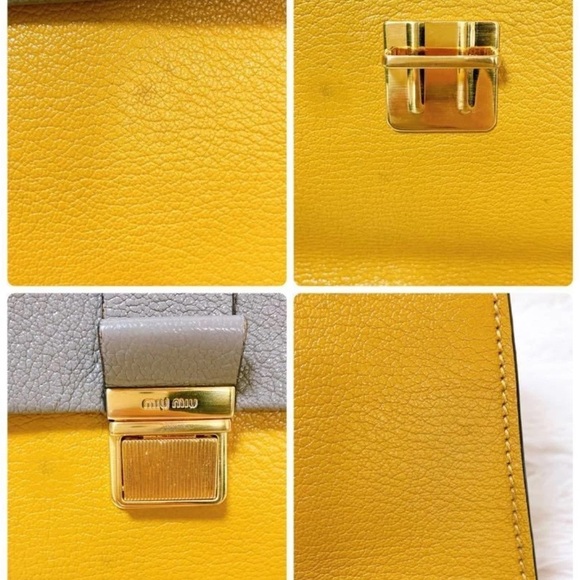 Miu Miu Two-Tone Yellow and Gray Satchel - Picture 9 of 10